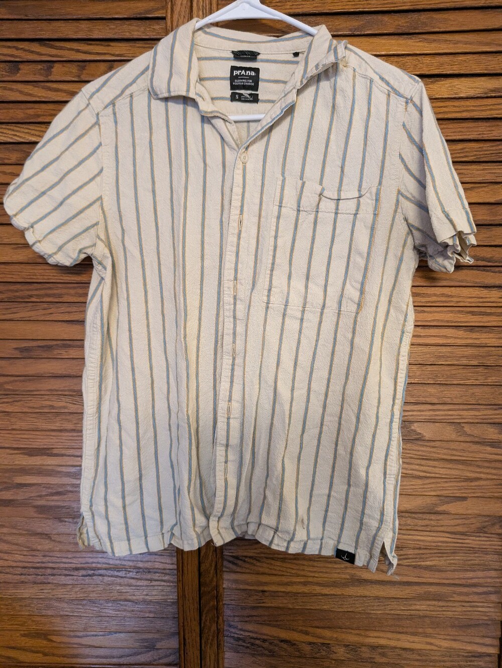 Prana Men's Organic Cotton Striped Button-down Short Sleeve Shirt Size Small